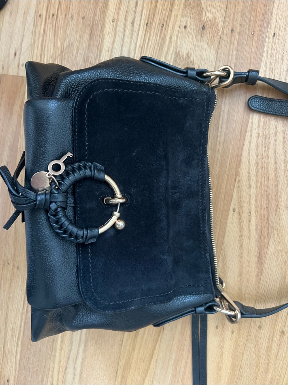 See By Chloé Black Joan Leather Ring-Tassel Shoulder Bag $495 - Picture 6 of 9